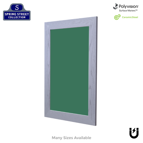 Smoked Gray Wood Frame | Spring Street | Green Ceramic Steel Chalkboard | Without Tray