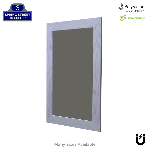 Smoked Gray Wood Frame | Spring Street | Slate Gray Ceramic Steel Chalkboard | Without Tray