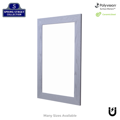 Smoked Gray Wood Frame | Spring Street | Ceramic Steel Whiteboard | Without Tray