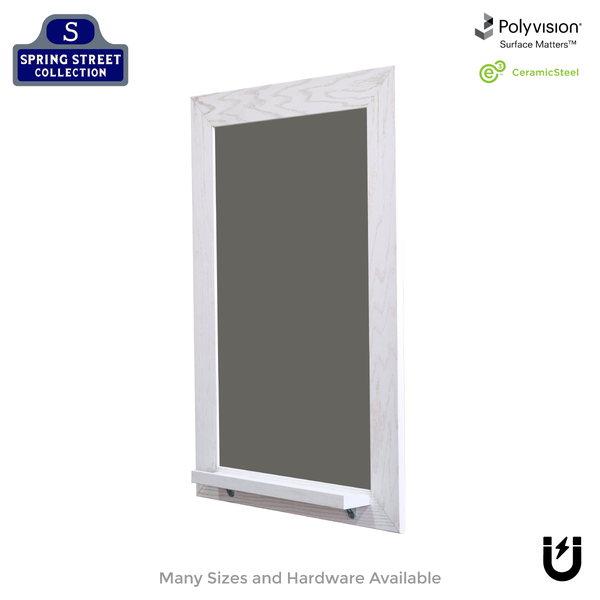 White Oak Wood Frame | Spring Street | Slate Gray Ceramic Steel Chalkboard | Tray