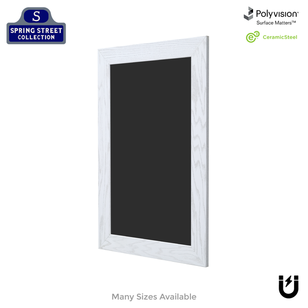 White Oak Wood Frame | Spring Street | Black Ceramic Steel Chalkboard | Without Tray