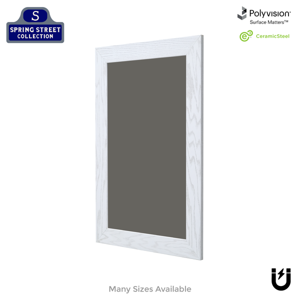 White Oak Wood Frame | Spring Street | Slate Gray Ceramic Steel Chalkboard | Without Tray