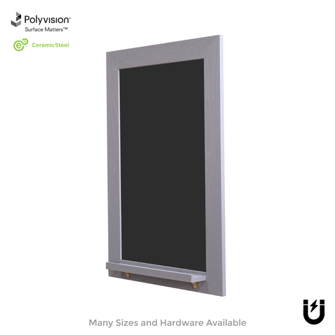 Smoked Gray Wood Frame | Spring Street | Black Ceramic Steel Chalkboard | Tray