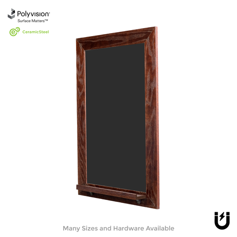 Dark Walnut Wood Frame | Spring Street | Black Ceramic Steel Chalkboard | Tray
