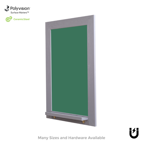Smoked Gray Wood Frame | Spring Street | Green Ceramic Steel Chalkboard | Tray