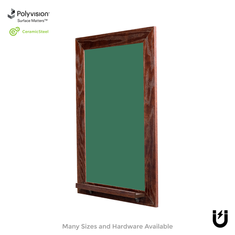 Dark Walnut Wood Frame | Spring Street | Green Ceramic Steel Chalkboard | Tray