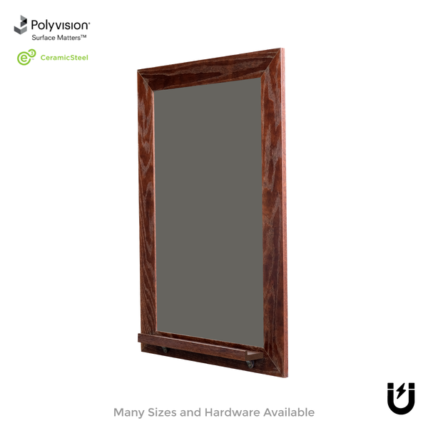 Dark Walnut Wood Frame | Spring Street | Slate Gray Ceramic Steel Chalkboard | Tray