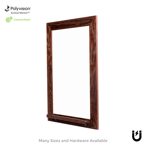 Dark Walnut Wood Frame | Spring Street | Ceramic Steel Whiteboard | Tray