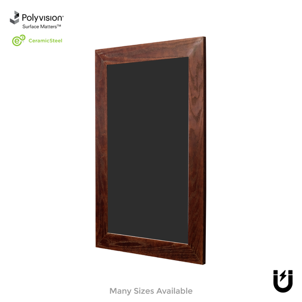 Dark Walnut Wood Frame | Spring Street | Black Ceramic Steel Chalkboard | Without Tray