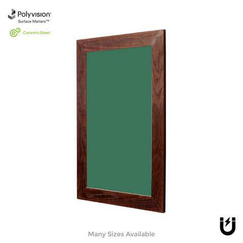 Dark Walnut Wood Frame | Spring Street | Green Ceramic Steel Chalkboard | Without Tray