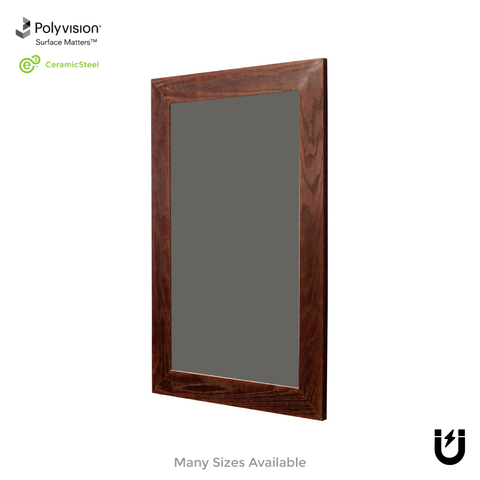 Dark Walnut Wood Frame | Spring Street | Slate Gray Ceramic Steel Chalkboard | Without Tray