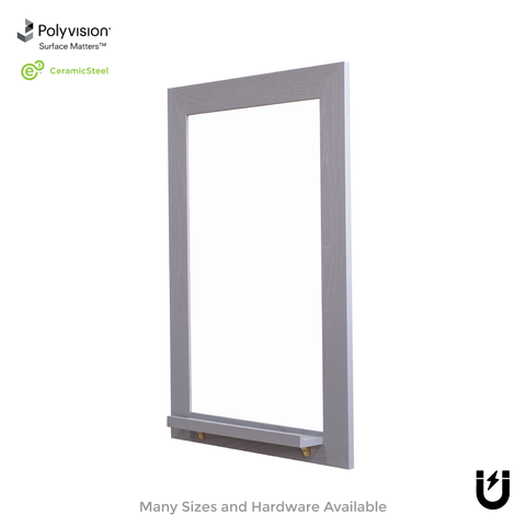 Smoked Gray Wood Frame | Spring Street | Ceramic Steel Whiteboard | Tray