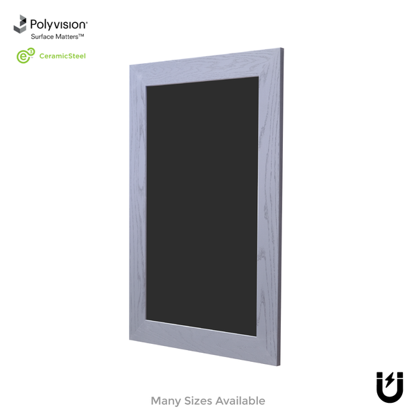 Smoked Gray Wood Frame | Spring Street | Black Ceramic Steel Chalkboard | Without Tray