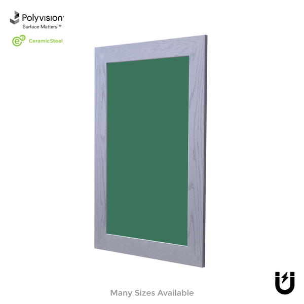 Smoked Gray Wood Frame | Spring Street | Green Ceramic Steel Chalkboard | Without Tray