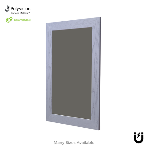 Smoked Gray Wood Frame | Spring Street | Slate Gray Ceramic Steel Chalkboard | Without Tray