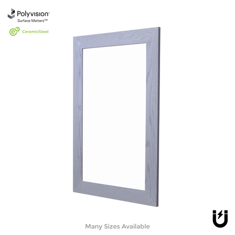 Smoked Gray Wood Frame | Spring Street | Ceramic Steel Whiteboard | Without Tray