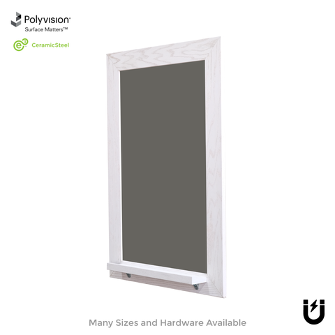 White Oak Wood Frame | Spring Street | Slate Gray Ceramic Steel Chalkboard | Tray
