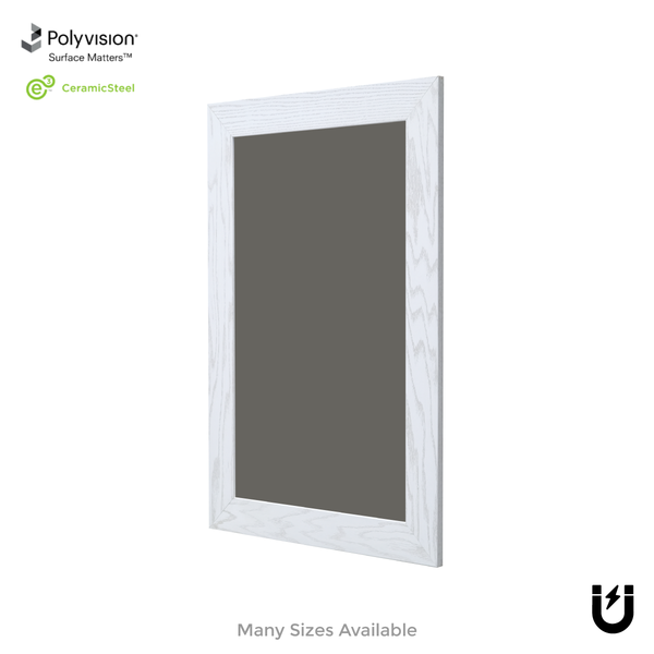 White Oak Wood Frame | Spring Street | Slate Gray Ceramic Steel Chalkboard | Without Tray