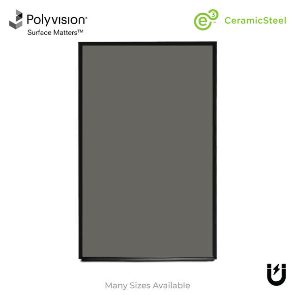Ebony Aluminum Frame | Portrait Slate Gray Ceramic Steel Chalkboard
