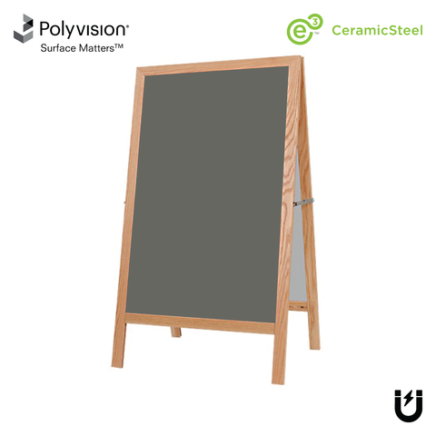 Natural Oak A-Frame | Slate Gray Ceramic Steel Chalkboard