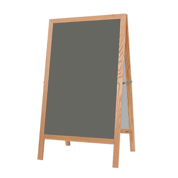 Natural Oak A-Frame | Slate Gray Ceramic Steel Chalkboard