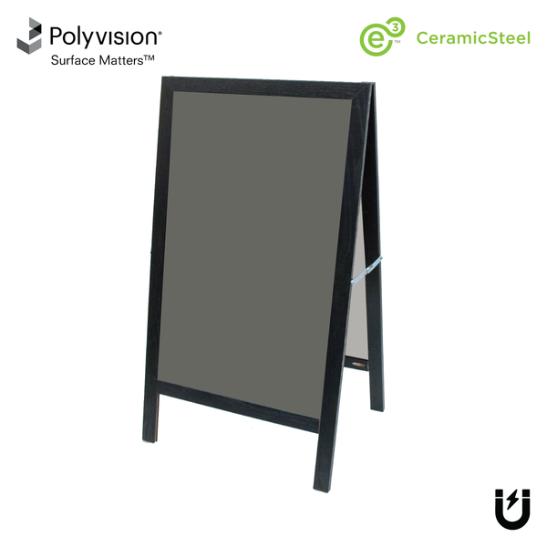 Ebony Oak A-Frame | Slate Gray Ceramic Steel Chalkboard