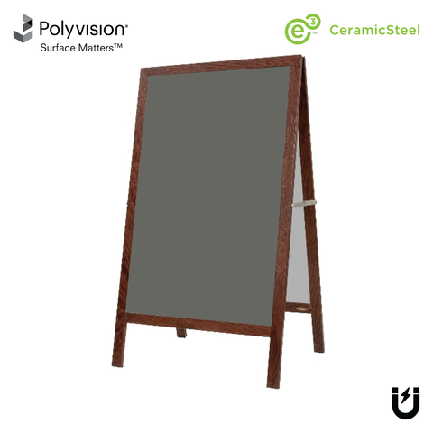 Walnut Oak A-Frame | Slate Gray Ceramic Steel Chalkboard