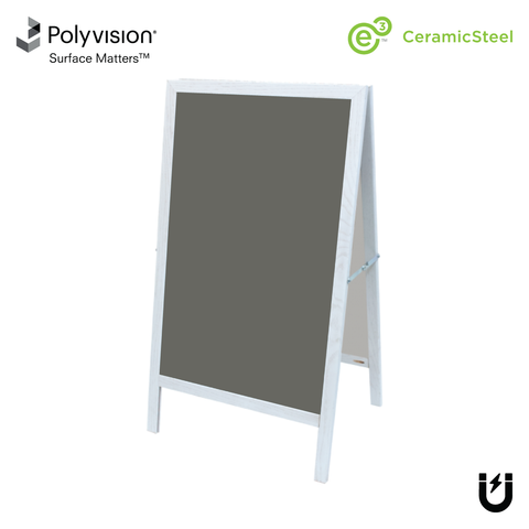 White Oak A-Frame | Slate Gray Ceramic Steel Chalkboard