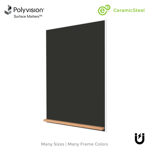 The White Minimalist Wood | Portrait Black Ceramic Steel Chalkboard