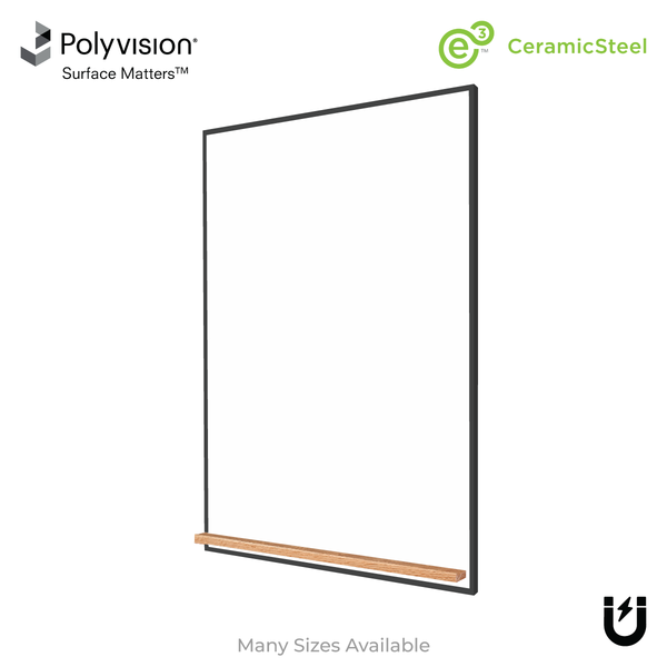The Black Minimalist Wood | Portrait Ceramic Steel Whiteboard