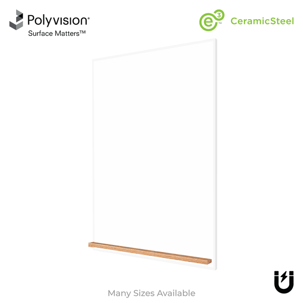The White Minimalist Wood | Portrait Ceramic Steel Whiteboard