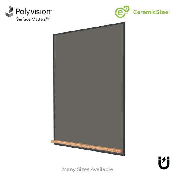 The Black Minimalist Wood | Portrait Slate Gray Ceramic Steel Chalkboard