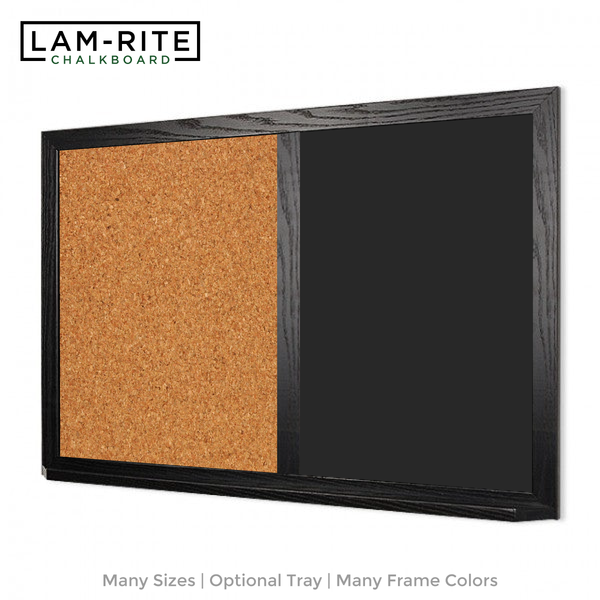 Wood Frame | Black Lam-Rite Landscape Chalkboard & Natural Cork