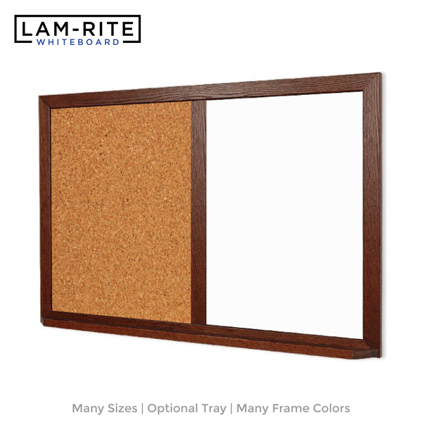 Wood Frame | Landscape Lam-Rite Whiteboard & Natural Cork