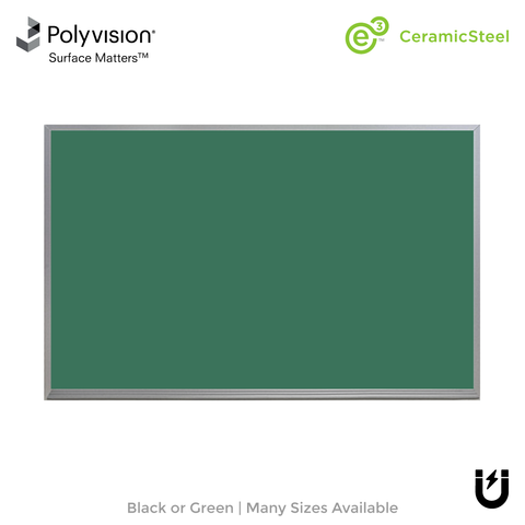 Satin Aluminum Frame | Landscape Green Ceramic Steel Chalkboard