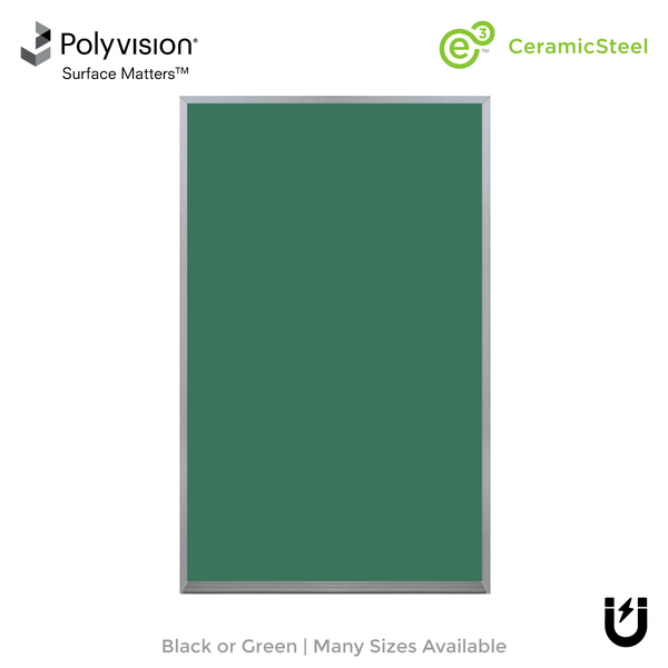 Satin Aluminum Frame | Portrait Green Ceramic Steel Chalkboard