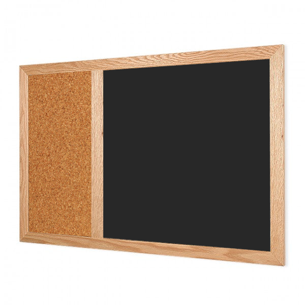 Wood Frame | Ceramic Steel Landscape Chalkboard & Natural Cork 2/3