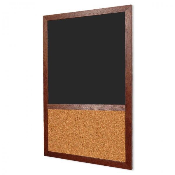 Wood Frame | Ceramic Steel Portrait Chalkboard & Natural Cork 2/3