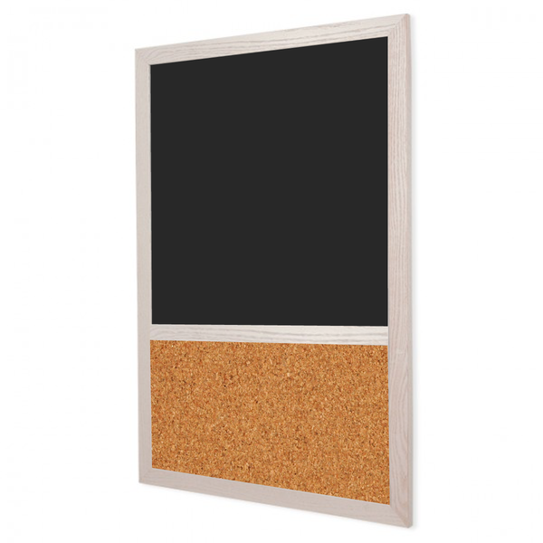 Wood Frame | Ceramic Steel Portrait Chalkboard & Natural Cork 2/3