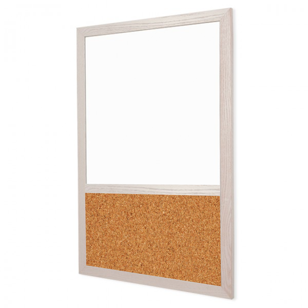 Wood Frame | Portrait Ceramic Steel Whiteboard & Natural Cork 2/3