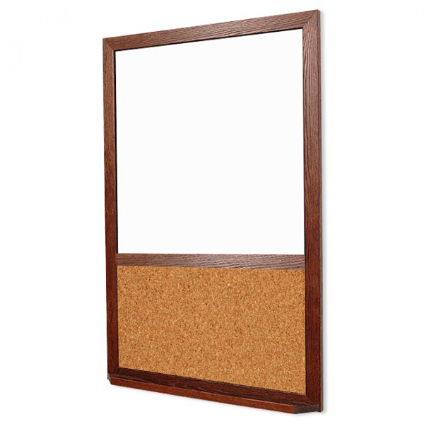 Wood Frame | Portrait Ceramic Steel Whiteboard & Natural Cork 2/3