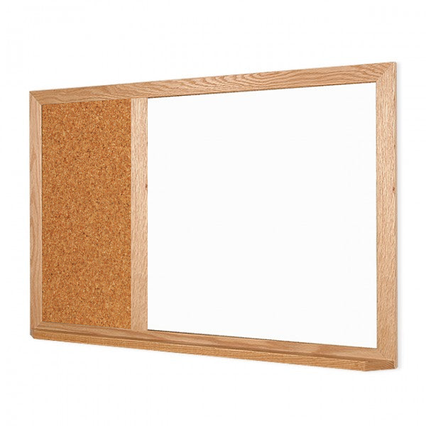 Wood Frame | Landscape Ceramic Steel Whiteboard & Natural Cork 2/3