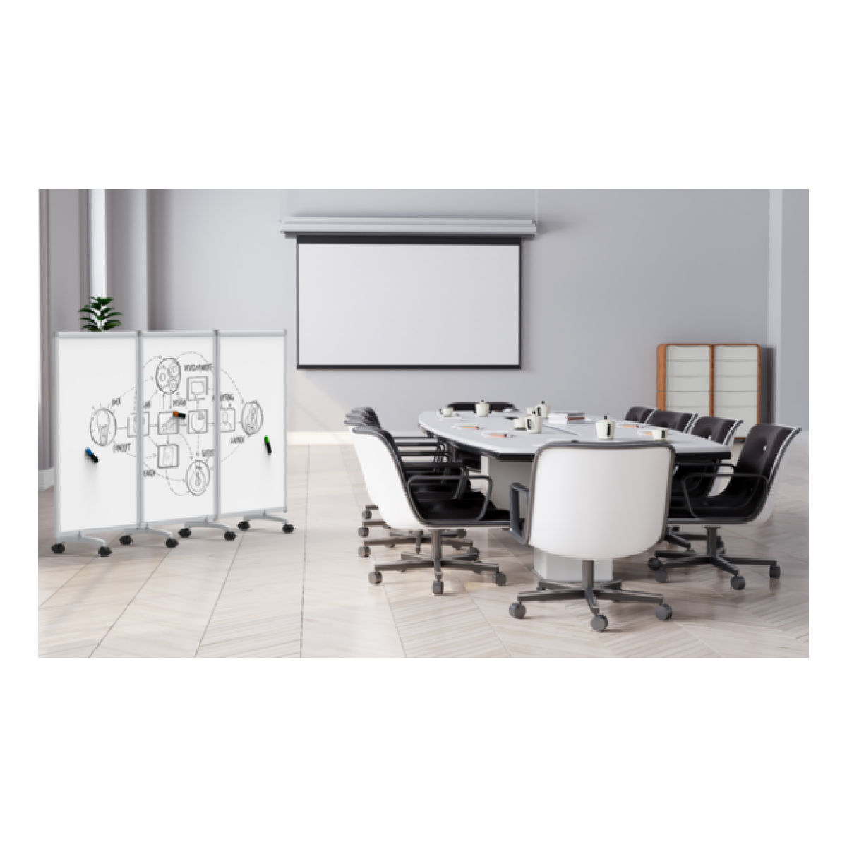 Mobile Whiteboard Room Divider DivideWrite™ Full Length Mobile