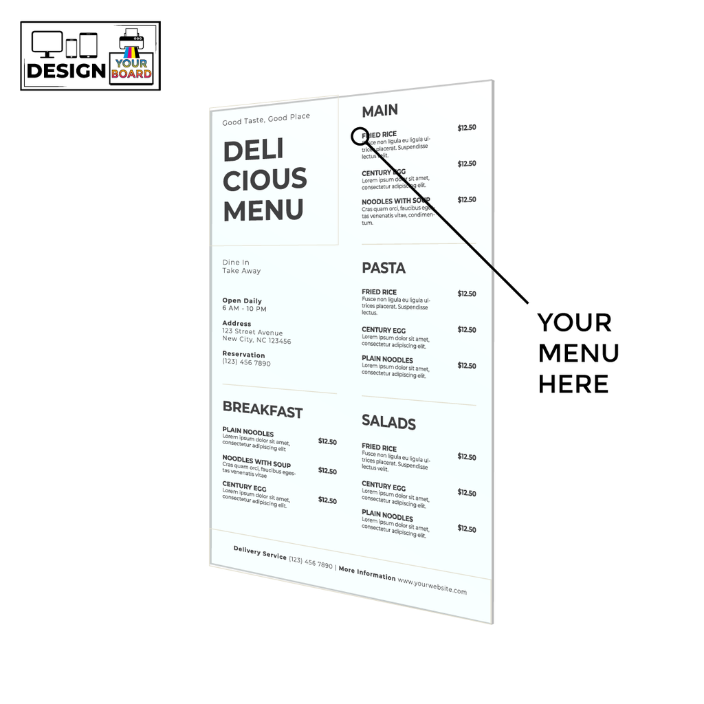 Menu | Acrylic Custom Portrait Sign – New York Blackboard
