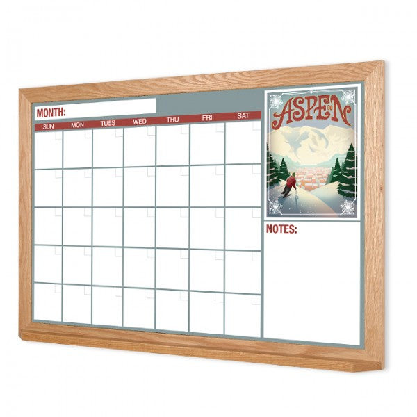 American Cities One Month Calendar | Wood Whiteboard