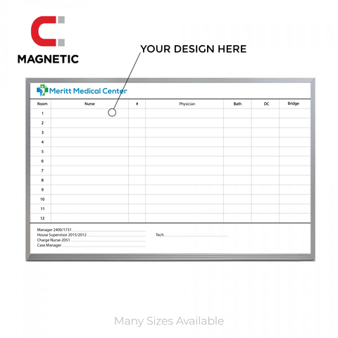 Hospital Board | Satin Aluminum Frame Magnetic Whiteboard