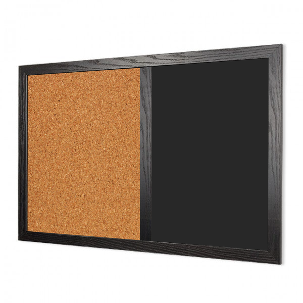 Wood Frame | Black Ceramic Steel Landscape Chalkboard & Natural Cork