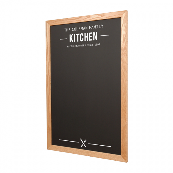 Kitchen Logo Wood Frame | Custom Printed Portrait Magnetic Steel Chalkboard