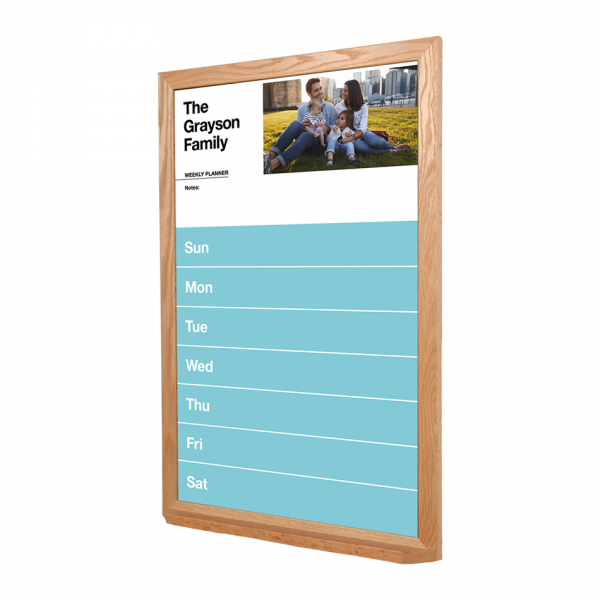 Weekly Planner Wood Frame | Custom Printed Portrait Magnetic Whiteboard