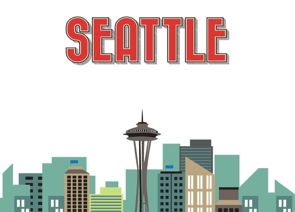 Seattle Skyline | Ebony Aluminum Frame Portrait